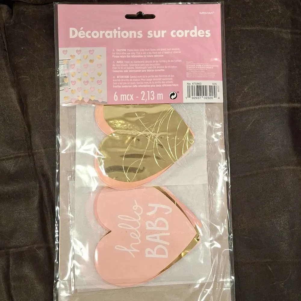Baby Girl Baby Shower Backdrop & String Decorations